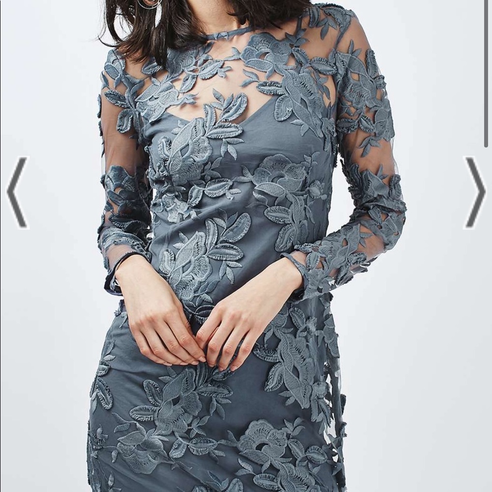 TOPSHOP lace appliqué mini dress